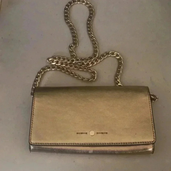 NWT J. Crew Convertible Wallet Bag Metallic Leather w/Chainlink Shoulder Strap - Picture 2 of 11